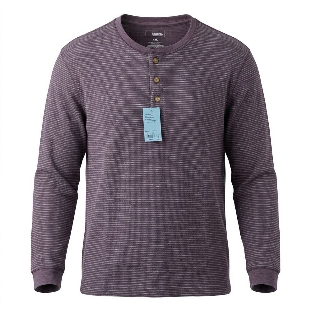 Sonoma Men’s burgundy stripe Henley Sz XXL NWT